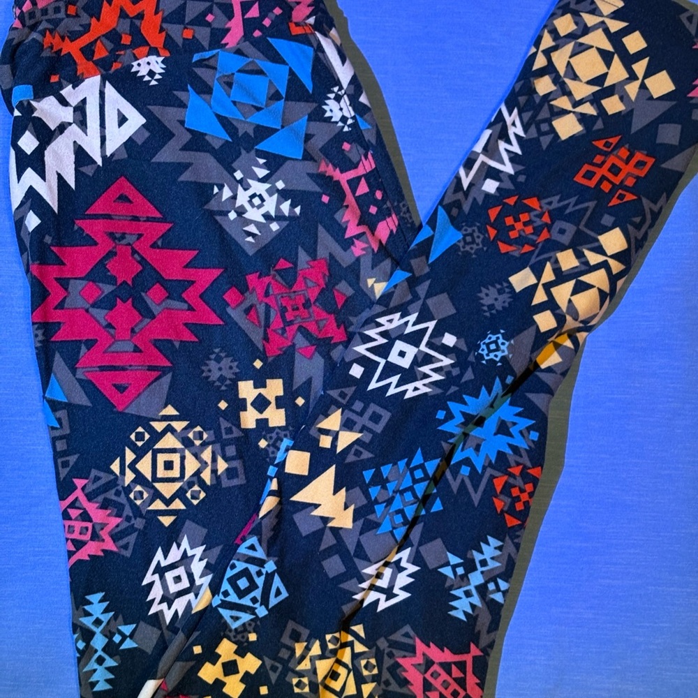 LuLaRoe Geometric Patterned Leggings - Navy, Red, Blue, Tan